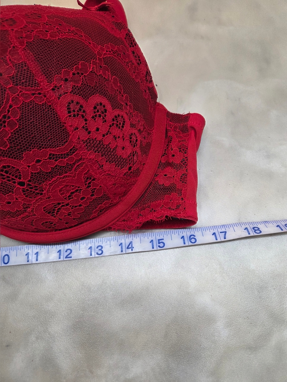 Cacique Boost Balconette Red Lace/Black Underwire Bra Size 44DD - Picture 3 of 8